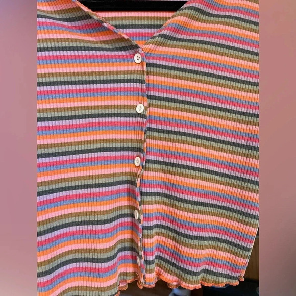 SHEIN, Button Front Striped Crop Top, Sz Sm, NWOT - Picture 2 of 4